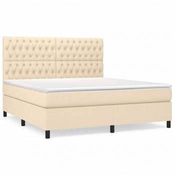 Boxspringbett mit Matratze Creme 180x200 cm Stoff