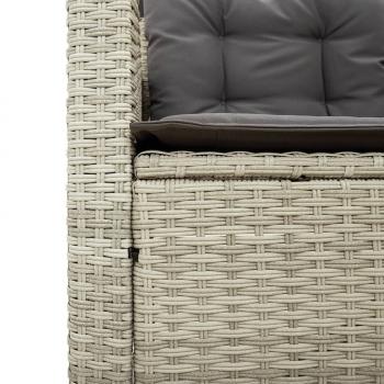 Gartensofa in L-Form mit Tisch und Kissen Hellgrau Poly Rattan