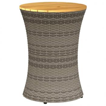 ARDEBO.de - Garten-Beistelltisch Trommelform Grau Poly Rattan & Massivholz