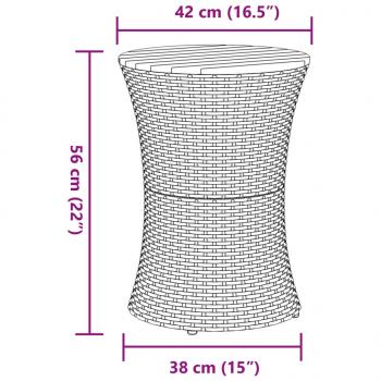 Garten-Beistelltisch Trommelform Grau Poly Rattan & Massivholz