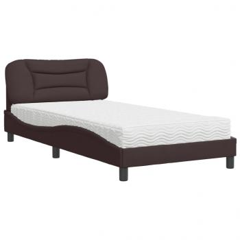 ARDEBO.de - Bett mit Matratze Dunkelbraun 100x200 cm Stoff