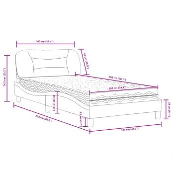 Bett mit Matratze Dunkelgrau 100x200 cm Stoff