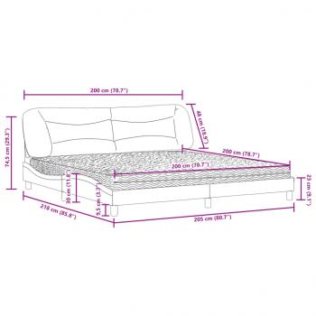 Bett mit Matratze Dunkelgrau 200x200 cm Stoff