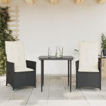 Gartensessel mit Kissen 2 Stk. Verstellbar Schwarz Poly Rattan