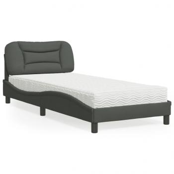 ARDEBO.de - Bett mit Matratze Dunkelgrau 80x200 cm Stoff