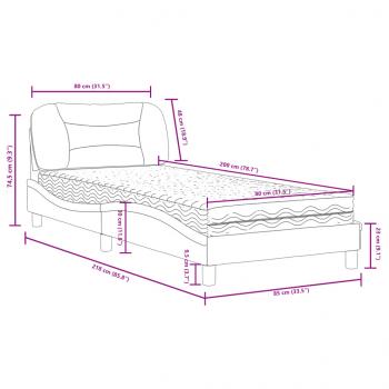 Bett mit Matratze Dunkelgrau 80x200 cm Stoff