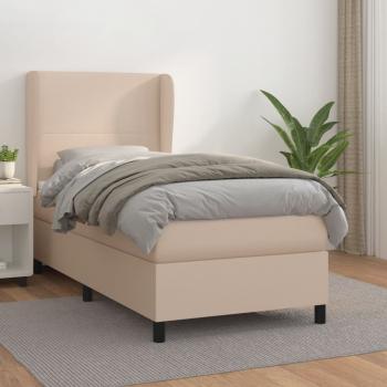 ARDEBO.de - Boxspringbett mit Matratze Cappuccino-Braun 90x190cm Kunstleder