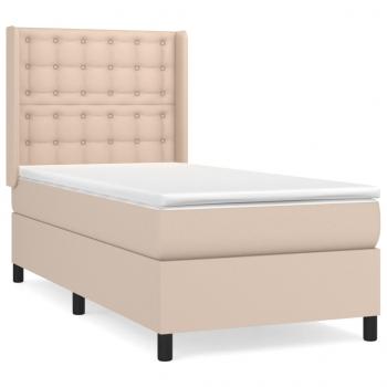 Boxspringbett mit Matratze Cappuccino-Braun 90x190cm Kunstleder