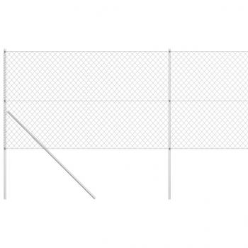 Maschendrahtzaun mit Pfosten Verzinkter Stahl 15×1,5 m Silbern 