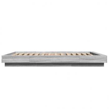 Bettgestell mit LED Grau Sonoma 140x190 cm Holzwerkstoff