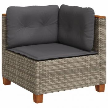 7-tlg. Garten-Sofagarnitur mit Kissen Grau Poly Rattan