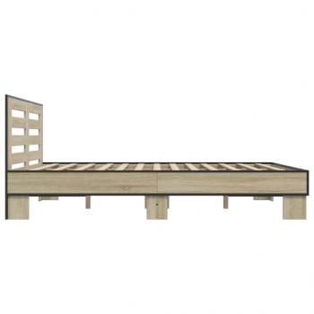 Bettgestell Sonoma-Eiche 160x200 cm Holzwerkstoff und Metall