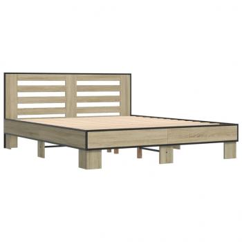 Bettgestell Sonoma-Eiche 150x200 cm Holzwerkstoff und Metall