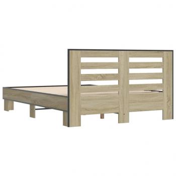 Bettgestell Sonoma-Eiche 135x190 cm Holzwerkstoff und Metall