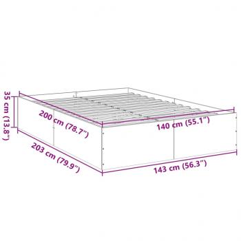 Bettgestell Betongrau 140x200 cm Holzwerkstoff