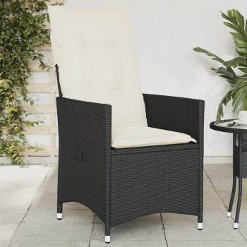 ARDEBO.de - Gartensessel Verstellbar mit Kissen Schwarz Poly Rattan