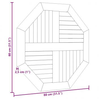 Tischplatte 80x80x2,5 cm Achteckig Massivholz Teak