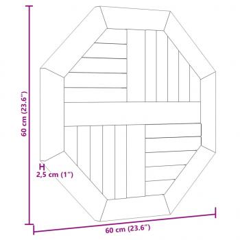 Tischplatte 60x60x2,5 cm Achteckig Massivholz Teak