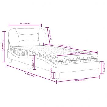 Bett mit Matratze Schwarz 90x200 cm Stoff