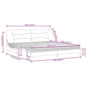 Bett mit Matratze Hellgrau 200x200 cm Stoff