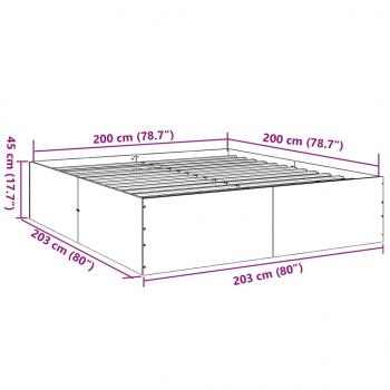 Bettgestell Grau Sonoma 200x200 cm Holzwerkstoff