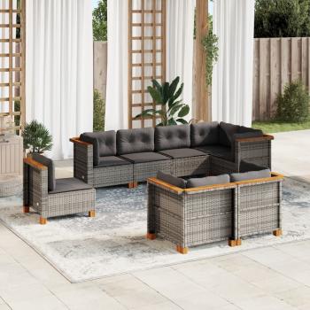 ARDEBO.de - 8-tlg. Garten-Sofagarnitur mit Kissen Grau Poly Rattan