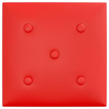 Wandpaneele 12 Stk. Rot 30x30 cm Kunstleder 1,08 m²