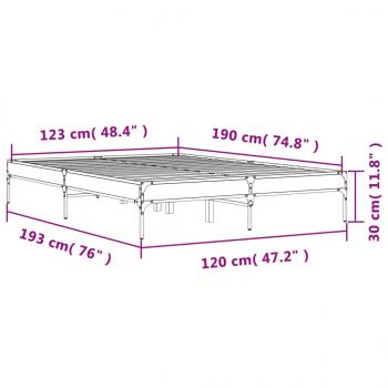 Bettgestell Braun Eichen-Optik 120x190 cm Holzwerkstoff Metall