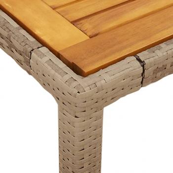 7-tlg. Garten-Essgruppe mit Kissen Beige Poly Rattan Akazie