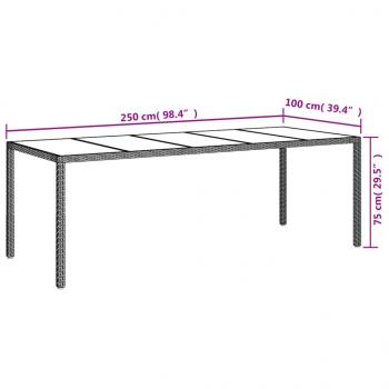 9-tlg. Garten-Essgruppe mit Kissen Grau Poly Rattan und Glas