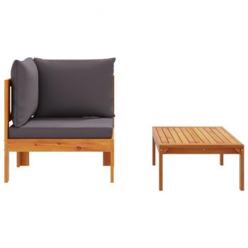 2-tlg. Garten-Sofa-Set mit Kissen Massivholz Akazie