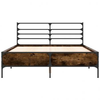 Bettgestell Räuchereiche 135x190 cm Holzwerkstoff und Metall