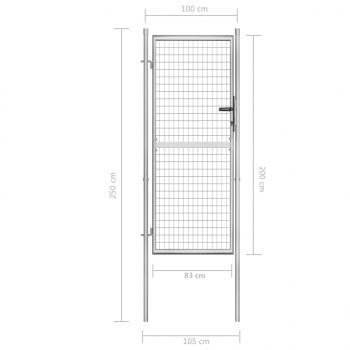 Gartentor Verzinkter Stahl 105x250 cm Silbern