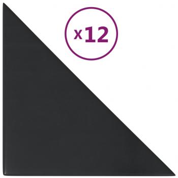 Wandpaneele 12 Stk. Schwarz 30x30 cm Kunstleder 0,54 m²