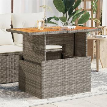 ARDEBO.de - Gartentisch Grau 100x55x73 cm Poly Rattan und Akazienholz