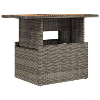 Gartentisch Grau 100x55x73 cm Poly Rattan und Akazienholz