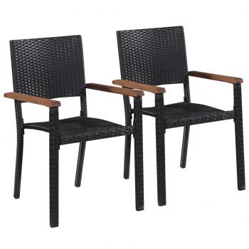 ARDEBO.de - Gartenstühle 2 Stk. Poly-Rattan Schwarz