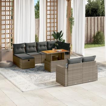 ARDEBO.de - 11-tlg. Garten-Sofagarnitur mit Kissen Grau Poly Rattan