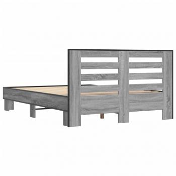 Bettgestell Grau Sonoma 135x190 cm Holzwerkstoff und Metall