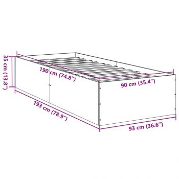 Bettgestell Betongrau 90x190 cm Holzwerkstoff