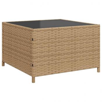 Gartensofa in L-Form mit Tisch und Kissen Beige Poly Rattan