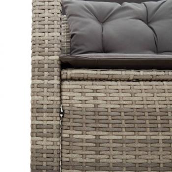 Gartensofa in L-Form mit Tisch und Kissen Grau Poly Rattan