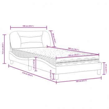 Bett mit Matratze Hellgrau 100x200 cm Stoff