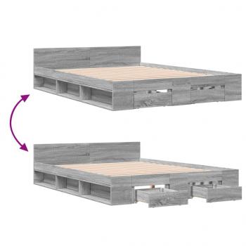 Bettgestell mit Schubladen Grau Sonoma 160x200 cm Holzwerkstoff