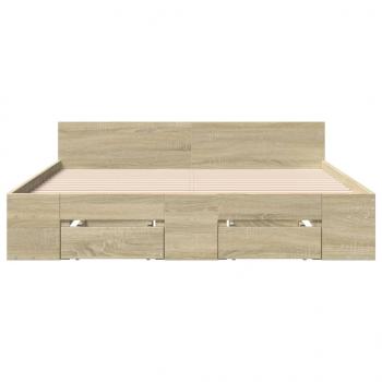 Bettgestell mit Schubladen Sonoma-Eiche 140x190cm Holzwerkstoff