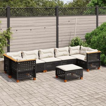 ARDEBO.de - 8-tlg. Garten-Sofagarnitur mit Kissen Schwarz Poly Rattan