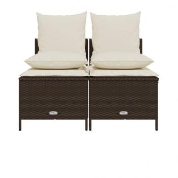 4-tlg. Garten-Sofagarnitur mit Kissen Braun Poly Rattan