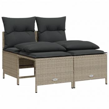 ARDEBO.de - 4-tlg. Garten-Sofagarnitur mit Kissen Hellgrau Poly Rattan