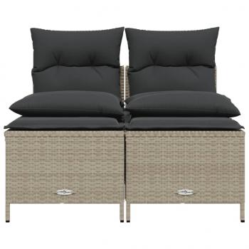 4-tlg. Garten-Sofagarnitur mit Kissen Hellgrau Poly Rattan