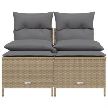 4-tlg. Garten-Sofagarnitur mit Kissen Beige Poly Rattan